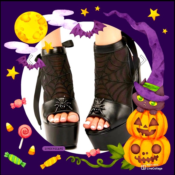 Dolls Kill Shoes Dolls Kill Spiderweb Platform Heels With Spider Embellishments New Poshmark